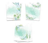 60Pcs Watercolor Greenery Letterhead Paper Indie Eucalyptus Leaf Morning Mist Letterhead Leaf Theme Wedding Elegant Writing Paper Stationery Great Occasion Celebration Green Leaf Religious Prayer