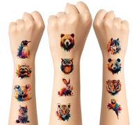 60pcs Watercolour Animal Temporary Tattoos for Kids, Waterproof Animal Theme Fake Body Arm Shoulder Tattoo Stickers, Decorations and Birthday Party Supplies Gifts for Boys Girls Children