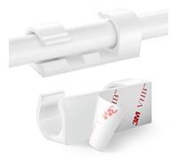 60PCS White Cable Clips, RYCHUI Strong Self-Adhesive Cable Drop Wire Holder, Durable Mount-Round Plastic Cord Management Organiser Clamps for Home and Office (White)