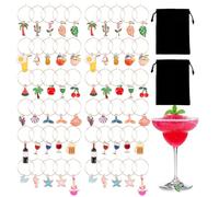 60Pcs Wine Glass Charms, Metal Wine Glass Identifier Tag Pendant Ring, 30 Different Patterns Theme Party Cup Decoration for Party Christmas Wedding Valentines Day Favors Family Gathering(Style 3)