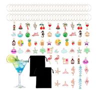 60Pcs Wine Glass Charms, Metal Wine Glass Identifier Tag Pendant Ring, 30 Different Patterns Theme Party Cup Decoration for Party Christmas Wedding Valentines Day Favors Family Gathering(Style 1)