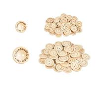 60pcs Wooden Buttons,2 Sizes Natural Wooden Round Shape Button with 2 Holes,Baby Cardigans Knitting Buttons,Handmade with Love Buttons for Kids DIY Sewing Craft Decorations(15mm,20mm)