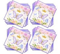 60Pieces Butterfly Disposable Beverage Purple Butterfly Party Napkins Serviettes Crown Flowers Cocktail Paper Napkins 2 Ply for Holidays Luncheon Dinner Party Birthday Supplies, 33x33 cm