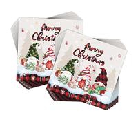 60Pieces Gnome Cute Christmas Dwarf Pattern Disposable Beverage Napkins Christmas Themed Serviettes Xmas Cocktail Paper Red Napkins 2 Ply for Christmas Holidays Luncheon Dinner Party Supplies,33x33 cm