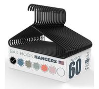 60pk Made in USA Strong Plastic Clothes Hangers Bulk | 20 30 50 100 Pack Available | Laundry Clothes Hanger | Coat Hangers Plastic | Heavy Duty Plastic Hanger for Closet and Clothing Hangars (Black)