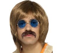 60s 1960s 70s Mens Hippy Hippie Singer Fancy Dress Wig Kit by Smiffys