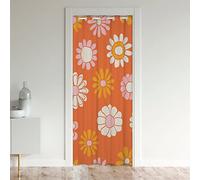 60S 70S Groovy Door Curtain for Doorway Privacy 86x203cm Retro Hippie Flower Room Divider Curtain Cover for Vintage Boho Plant Floral Closet Door Cover Curtain Blossom Orange Window Treatments