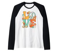60s 70s Hippie Love Peace Groovy Party Outfit Retro Ladies Raglan Baseball Tee