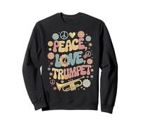60s 70s Hippie Retro Trumpeter Peace Love Trumpet Sweatshirt