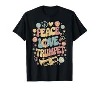 60s 70s Hippie Retro Trumpeter Peace Love Trumpet T-Shirt