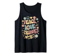 60s 70s Hippie Retro Trumpeter Peace Love Trumpet Tank Top