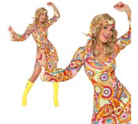 60s 70s Hippy Chick Lady Costume Psychedelic Hippie Fancy Dress Outfit UK 8 - 18