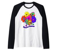 60s & 70s Retro Flower Power T Shirt Raglan Baseball Tee