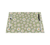 60S 70S Retro Style Daisy, Set of 6 Washable PVC Table Mats Placemats For Dining Table Heat Resistant Tray Mats 30x45 cm