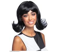 60s Black Mod Flick Wig Ladies Cilla Fancy Dress Costume Accessory Adults