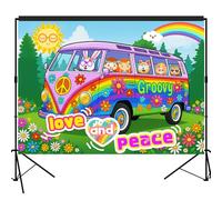 60s Groovy Hippie Backdrop Photography Background 7x5ft Studio Photo Booth Props