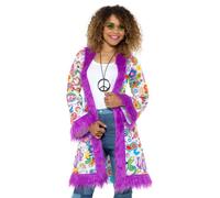 60s Groovy Hippie Coat Ladies 1960s Fancy Dress Accessory S-XL