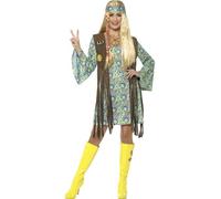 Smiffys 60s Hippie Chick Costume, with Dress, Multicolor, L