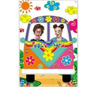 60's Hippie Bus Photo Prop Decorations Large Fabric Retro Groovy Van Selfie Frame Backdrop Background Banner for Birthday Party 60s 70s Favors - 59 x 39.4 Inch