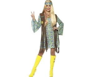 60's Hippie Ladies Fancy Dress 60s 70s Groovy Peace Hippy Adults Womens Costume
