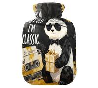 60s Hippie Sunglass Panda Gold Retro hot Water Bottles with Soft Cover, 2L hot compresses for The Body for Tummy Warmer,Tummy Warmer,compresas calientes para el vientre