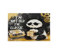60s Hippie Sunglass Panda Gold Retro Wooden Jigsaw Puzzle for Adults Challenging and Educational Masterpieces Puzzle 500 Piecing