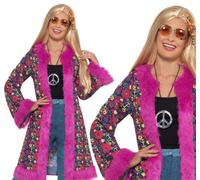 60s Psychedelic Hippie Coat Ladies 1960s Fancy Dress Accessory S-XL