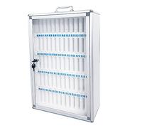 60Slot WallMounted Aluminum Alloy Locker Box for Military & School ClassroomsDurable Mobile Phone Storage Bins in Silver for Secure Organization & Management