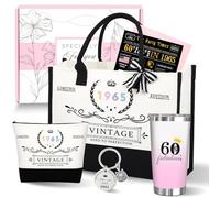 60th 1965 Birthday Gifts for Women, 60 Year Old Birthday Fabulous Gifts for Women, Cool 60th Birthday Canvas Tote Bag Gift for Woman, Turning 60th Cup Birthday Basket for Her Mom Sister Wife Grandma