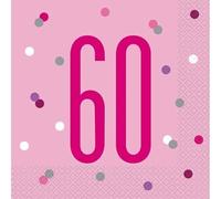60th Age 60 Happy Birthday Pink Paper Disposable Napkins Napkin Party Tableware Eco Friendly UP