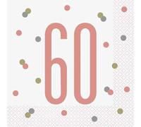60th Age 60 Happy Birthday Rose Gold Paper Disposable Napkins Napkin Party Tableware Eco Friendly UP