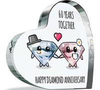 60th Anniversary Acrylic Heart Plaque for Wife or Husband