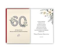 60th Anniversary Card, Double-Sided Diamond Wedding Anniversary Greeting Card Retro 60 Years of Love Marriage Gift with Envelope for Her Him Wife Husband Couple Parents