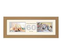 60th Anniversary Photo Frame Diamond Wedding Sixtieth Gift Takes Two 6”x4” Landscape Photos 1236A (Oak Finish Frame Cream Mount Grey Inside)