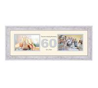 60th Anniversary Photo Frame Diamond Wedding Sixtieth Gift Takes Two 6”x4” Landscape Photos 1236A (Shabby Chic Finish Frame Cream Mount Grey Inside)