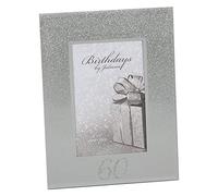 60th Birthday 4" x 6" Glitter Mirrored Glass Frame, 60 design