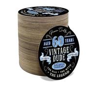 60th Birthday Beer Mats Drinks Coasters for Men - Cardboard Party Table Decorations Accessories Gifts for Home Bars Pubs Parties - Dude - Pack of 96