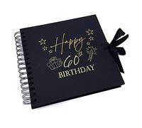 60th Birthday Black Scrapbook Photo album With Gold Script Present Design