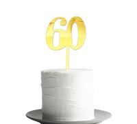 60th Birthday Cake Topper, 60th Wedding Anniversary Cake Toppers, 60th Cake Topper Gold - HSC Reusable 17.5x10cm Gold Cake Toppers Cardboard Decoration for Milestone Celebrations