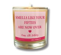 60th Birthday Candle Gifts for Women Men Her, Funny Birthday Gifts for People Turning 60 - Smells Like Your Fifties Our Now Over - Handmade Vanilla Scented Happy Birthday Candle