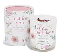 60th Birthday Candle Makes a Great Gift for 60th Birthday Gifts - Ideal for Sixtieth Birthday Gift SOYA Candle with Rose Quartz and Rose Petals