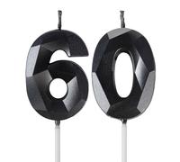60th Birthday Candles, Black Number 60 Candle,Birthday Cake Candles, Birthday Candle for Cake, Cake Candles Cake Topper Decorations for Birthday Party, Wedding, and Anniversary Supplies