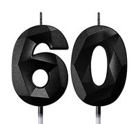 60th Birthday Candles for Cakes Number Candles Black Cake Candles for Anniversary Birthday Party Decorations Cake Toppers 60th Birthday Cake Candles