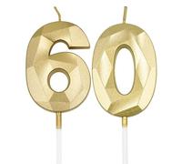 60th Birthday Candles, Gold Number 60 Candle,Birthday Cake Candles, Birthday Candle for Cake, Cake Candles Cake Topper Decorations for Birthday Party, Wedding, and Anniversary Supplies