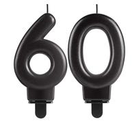 60th Birthday Candles Numbers Black Matte 3D Designed for Cake Topper Decor Candle Happy Birthday for Her Him Party Anniversary Wedding Decorations Supplies