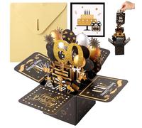 60th Birthday Card, 60th Birthday 3D Pop Up Greeting Card with Note and Envelope 60 th Birthday Gifts for 60 Years Old Wife Husband Mother Father Women Men Sister Friends (60th Black Gold)
