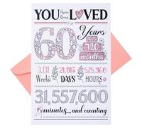 60th Birthday Card, 60th Birthday Gifts for Women, Funny Gift Idea for Friends or Wife, 60th Birthday Decorations for Grandma, Happy Birthday Cards for 60 Years Old Mom, with Envelope (60th)