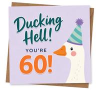 60th Birthday Card, Ducking Hell You're 60 Birthday Card for Him or Her, Funny Duck Design for 60th Celebration