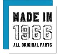 60th Birthday Card for Men Women Him Her - Made in 1966 All Original Parts - Funny Birthday Card for Grandad Nan Grandma Mum Dad, 145mm Humour Greeting Cards