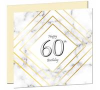 60th Birthday Card for Men Women - White Marble Gold - Birthday Cards for 60 year old Man Sixty Sixtieth Mum Dad Grandad Uncle Bday Gift Nan Grandpa Aunt